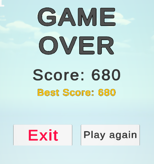 Best score screen