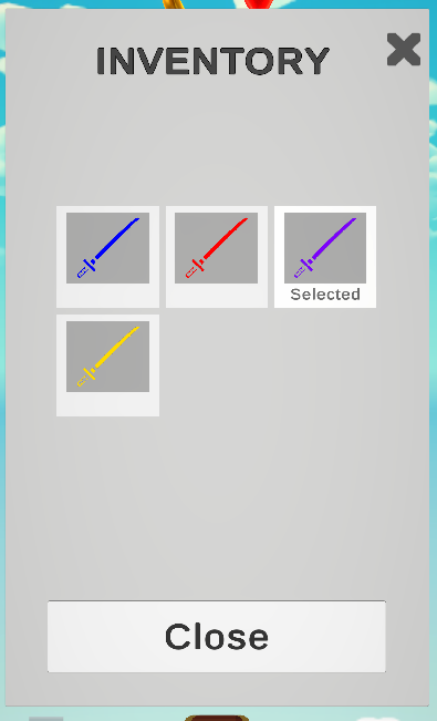 Inventory screen